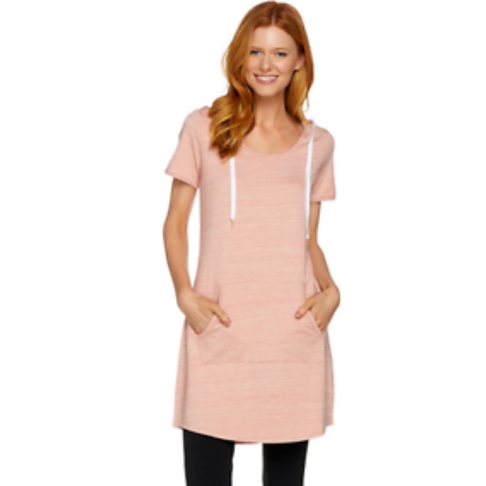 AnyBody French Terry Pink Hooded Tunic XS for QVC